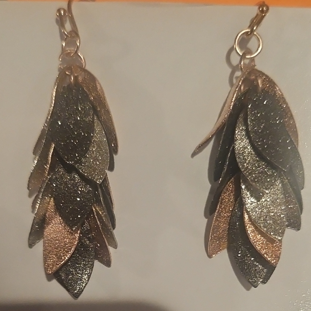Elegant Gold and Silver Leaf Drop Earrings